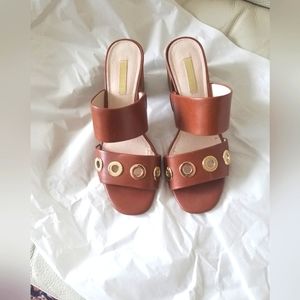 Louise Et Cie Brown Leather Block Heel Sandals 7.5